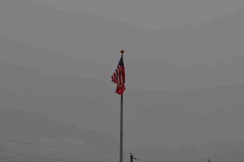 Marine Corps flag flys over McDonald's